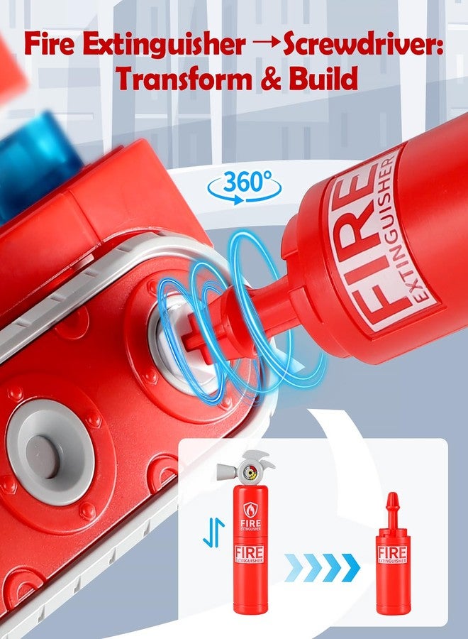 Baobrava Transformers Toys for 4 5 6 7 8 Year Old Boys, 5-in-1 Fire Truck Car Toys to Take Apart Transform to Robot, STEM Building Toys, Montessori Creative Drill Screw Set Birthday Gifts for Kids - Image 2
